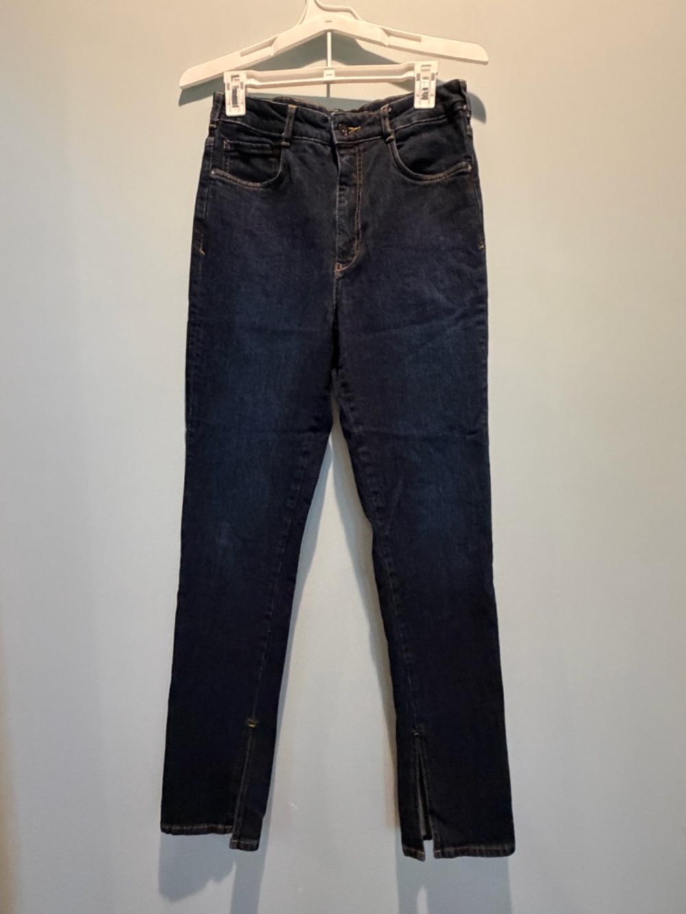Anthropologie Pilcro The Split Straight Dark Wash Jeans size 29